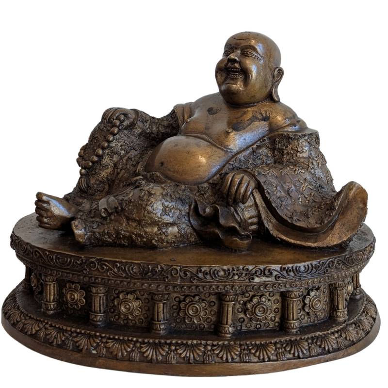 Bronzen Lachende Boeddha Budai als Chinees gelukssymbool