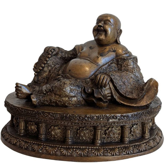 Bronzen Lachende Boeddha Budai als Chinees gelukssymbool