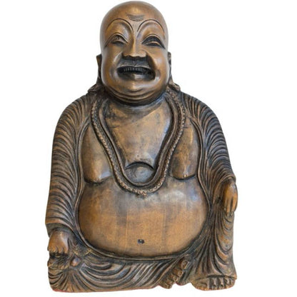 Oud houten beeld van de Lachende Boeddha Budai uit China
