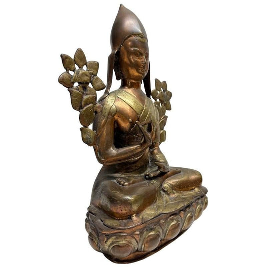 Antiek Ladakh lama beeld van vuurverguld brons