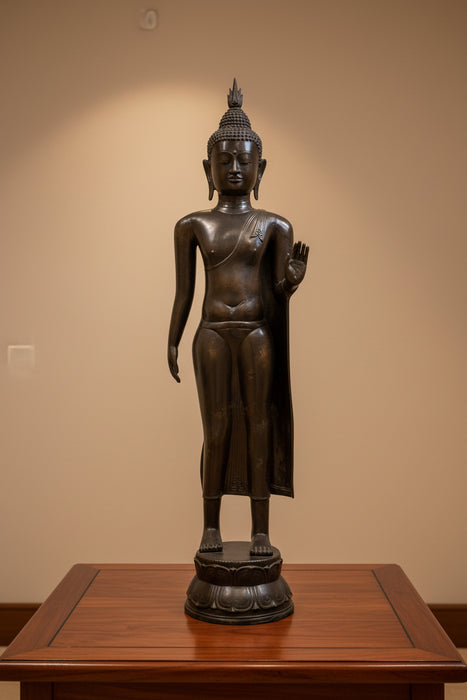 Levensgrote Bronzen Wandelende Boeddha – 117 cm