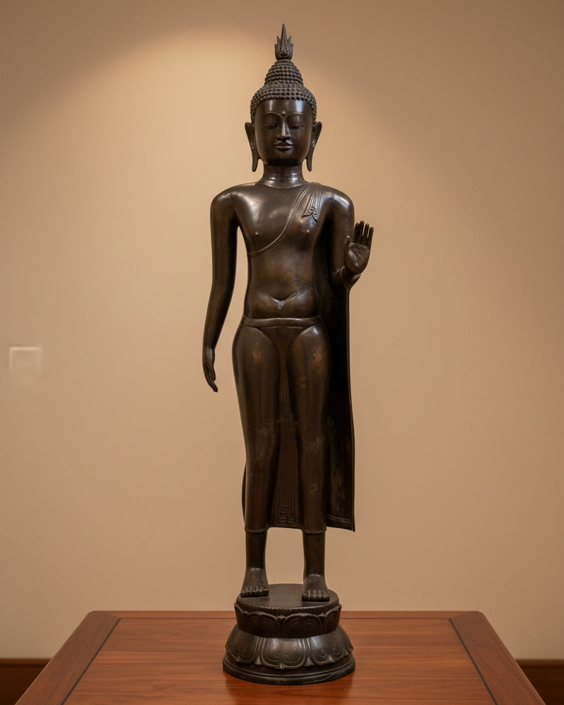 Levensgrote Bronzen Wandelende Boeddha – 117 cm