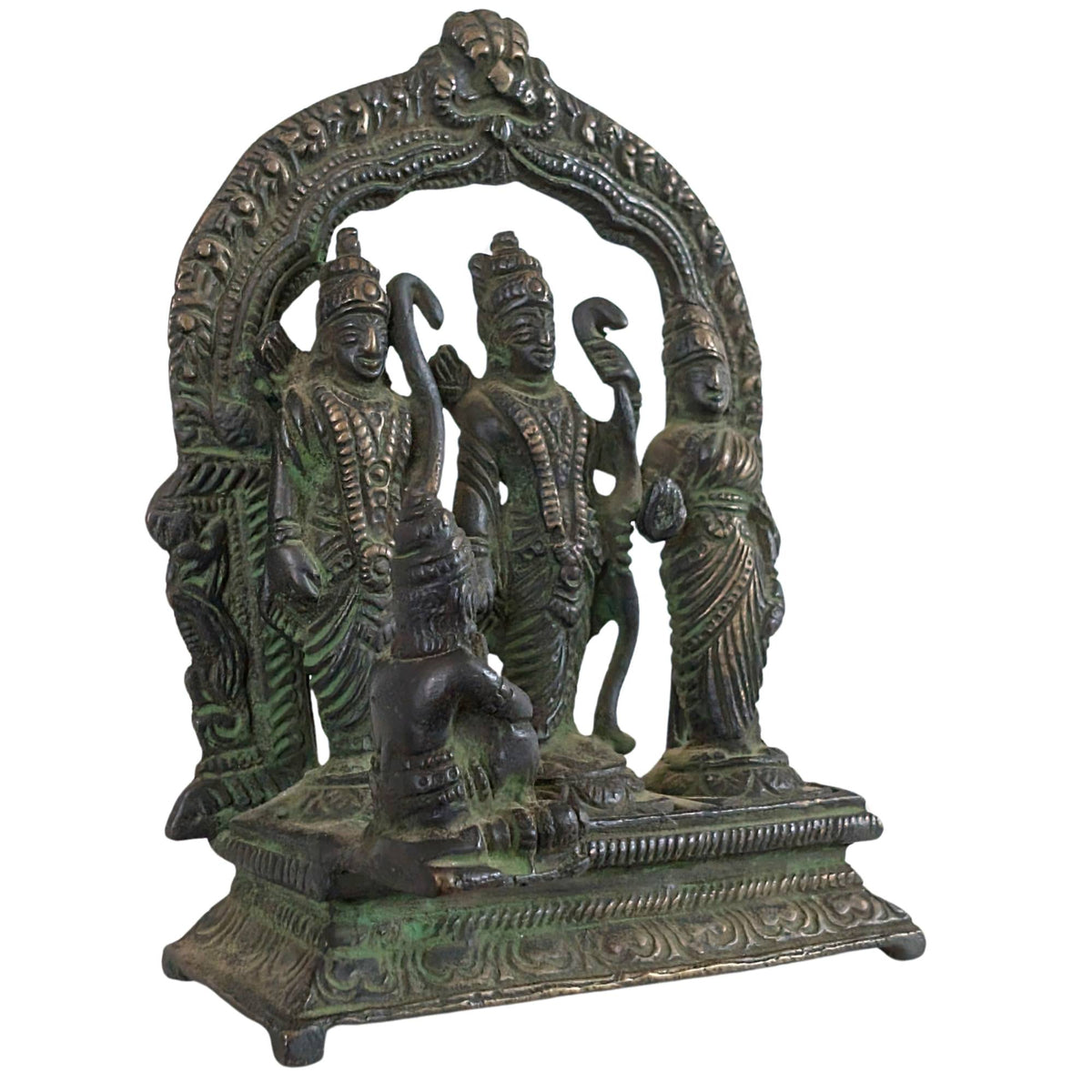 Detail van Lord Rama Sita en Lakshmana in handgegoten brons
