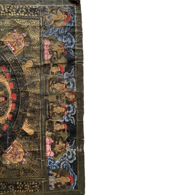 Mandala thangka op doek met goudkleurige pigmenten uit Nepal