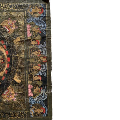 Mandala thangka op doek met goudkleurige pigmenten uit Nepal