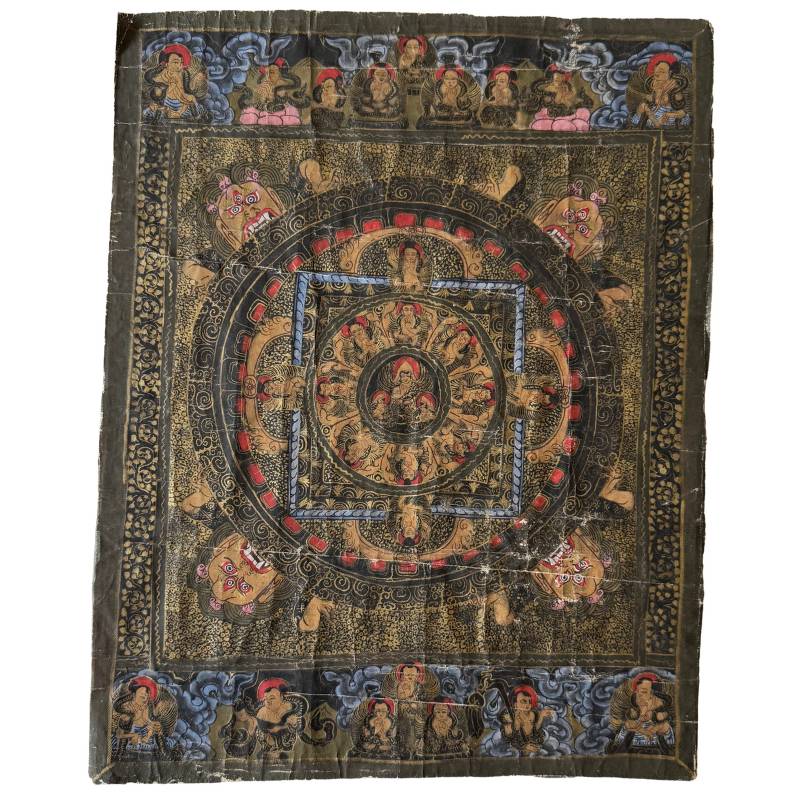 Boeddhistische mandala thangka op doek uit Nepal