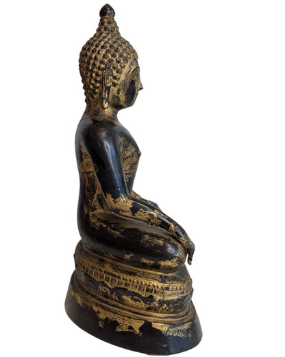 Mandalay Boeddha beeld in Bhumisparsha mudra van brons
