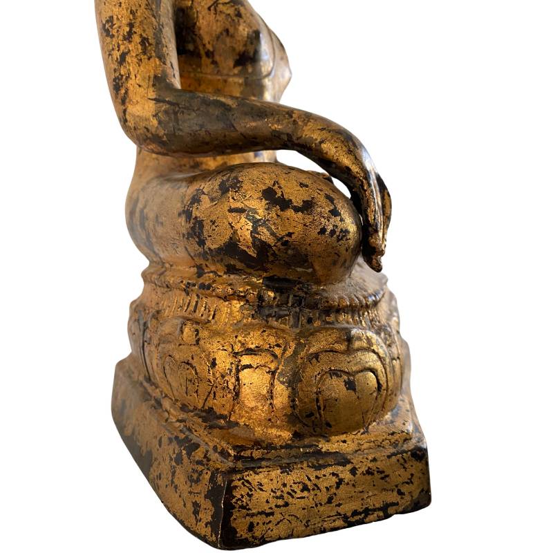 Birmaans Mandalay boeddhabeeld in brons met oorspronkelijk bladgoud, Lot 159