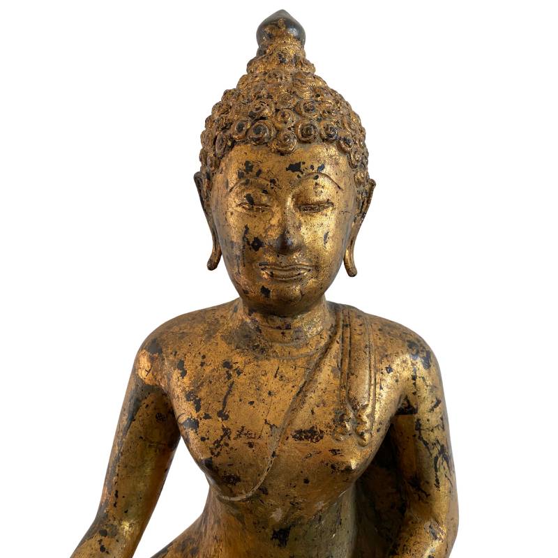 Birmaans Mandalay boeddhabeeld van brons met lak- en gesso-lagen, Lot 159