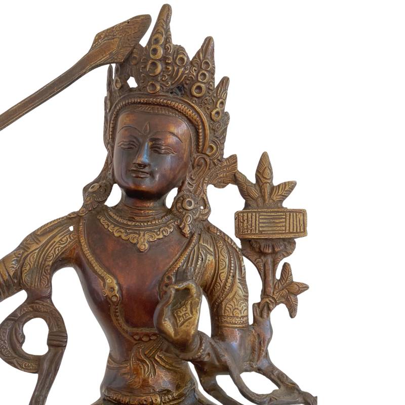 Manjushri beeld met boek van wijsheid en zwaard