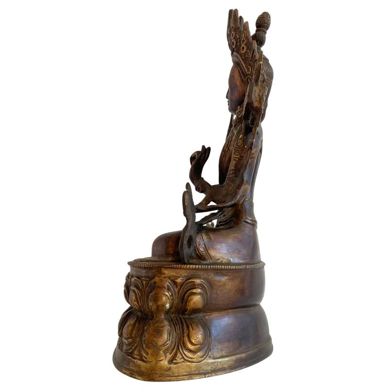 Antiek Manjushri beeld uit Tibet in brons