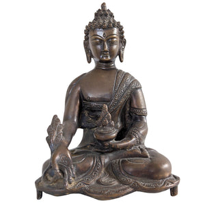 De Bron van Genezing – Massief Bronzen Medicijn Boeddha – Nepal – 23 cm – 2 kg