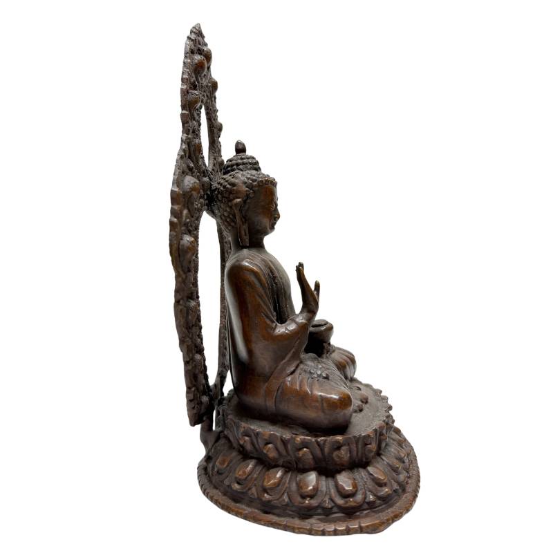 Antieke meditatie Boeddha set in brons met dhyana mudra uit de Himalaya regio