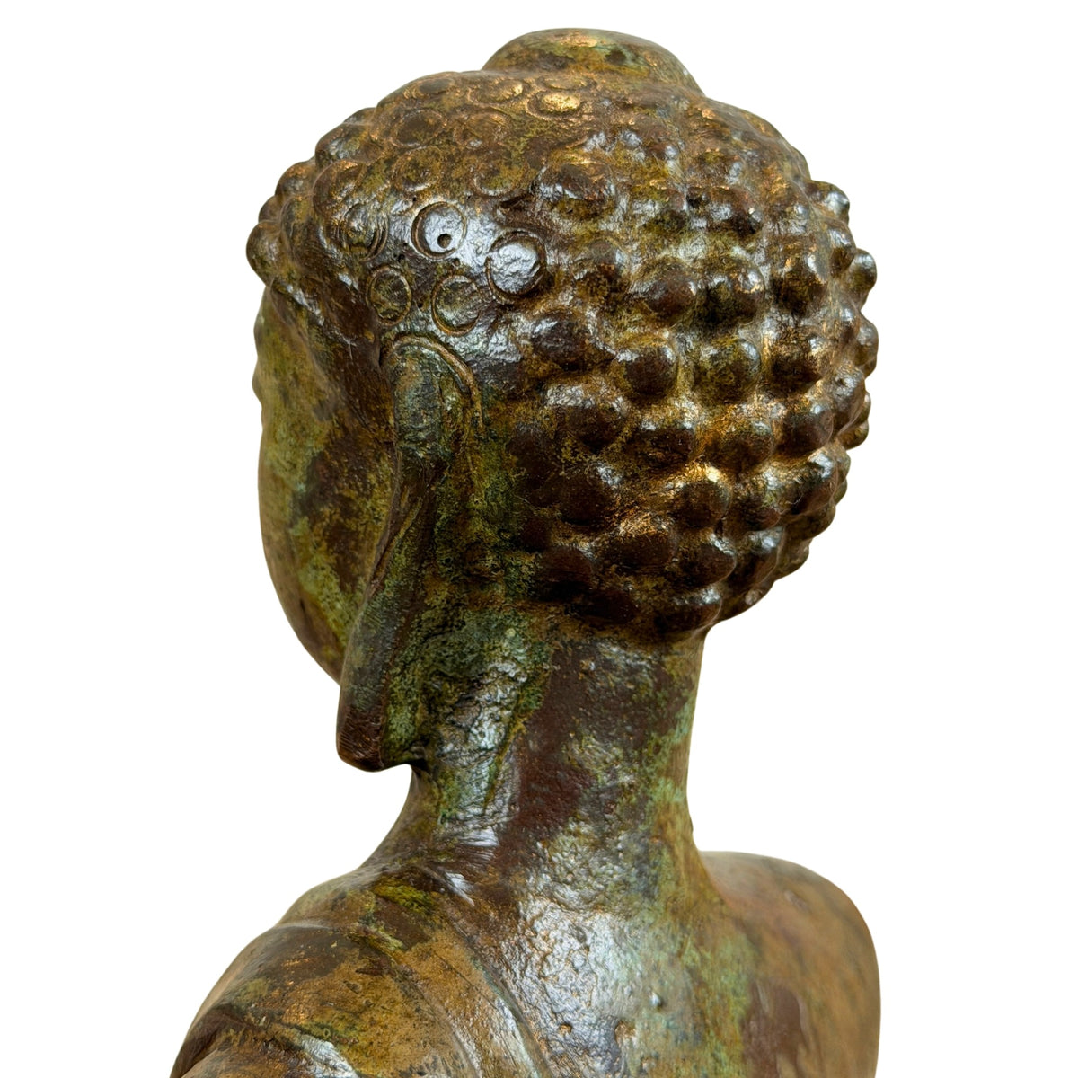 Detail van haarcurls en oude patina links