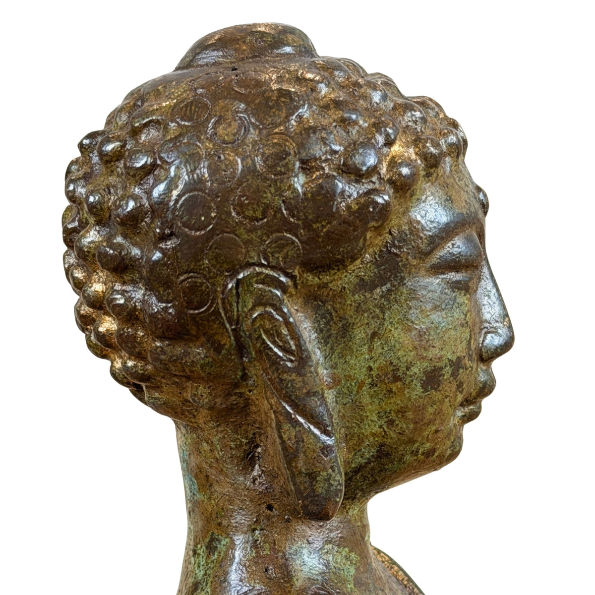 Detail van achterzijde hoofd en patina