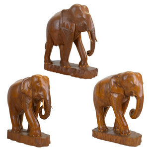 Monumentale 3-Delige Handgesneden Teakhouten Olifantenfamilie – (23,2 kg)