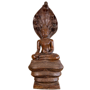 Monumentale Bronzen Boeddha Muchalinda – Thailand, 13e–14e Eeuw – 122 cm