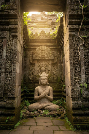 Monumentale Stenen Devi Tempelfiguur, Indonesië (Java of Bali), 19e Eeuw