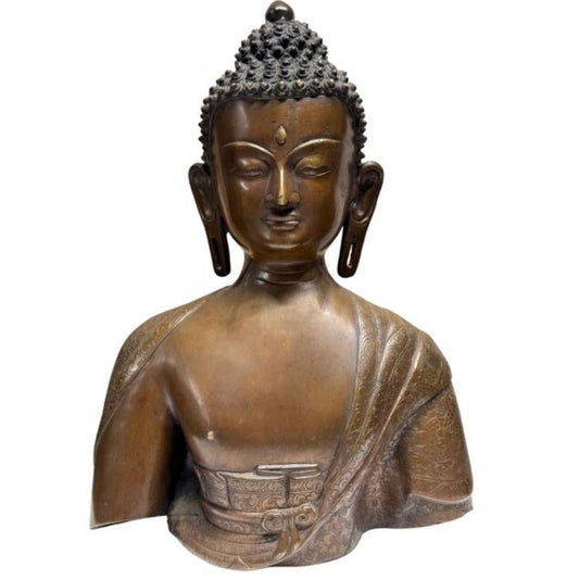 Monumentale Nepalese bronzen Boeddha buste uit de Newar traditie