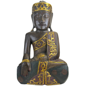 Monumentale Vintage Balinese Handgesneden Houten Jina Boeddha – Monolithisch Hardhout (60,5 cm / 7,1 kg)