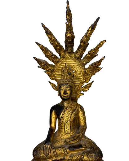 Naga boeddha beeld brons thais verguld tempelobject
