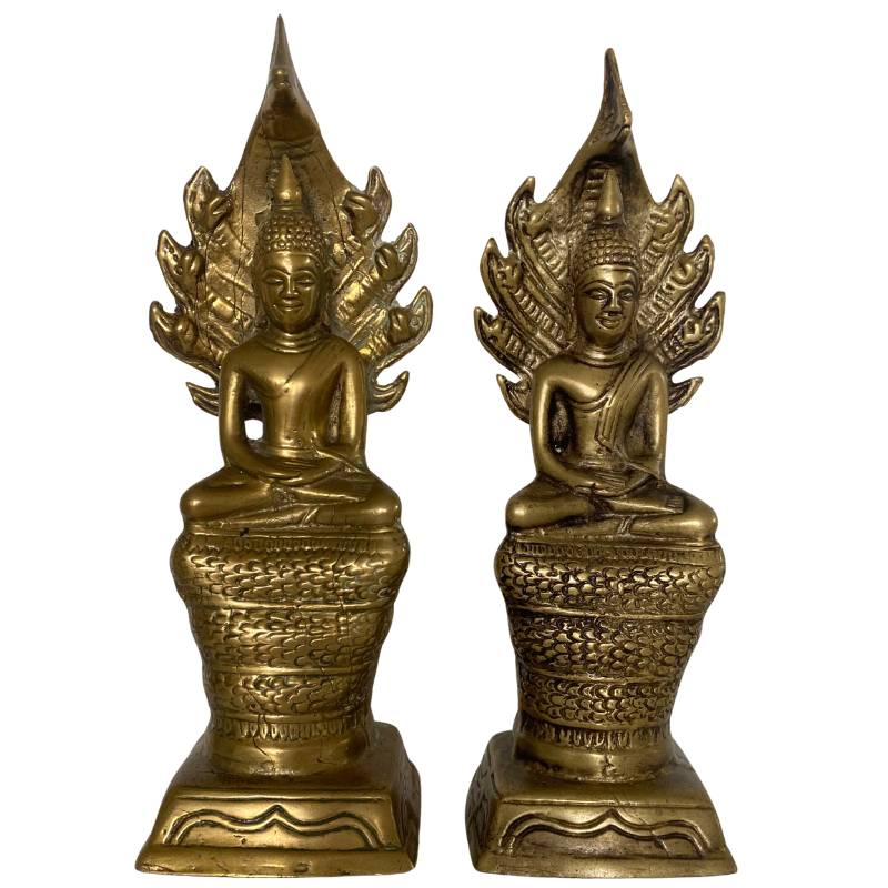 Naga boeddhabeeld messing Zuidoost-Azië dhyana mudra