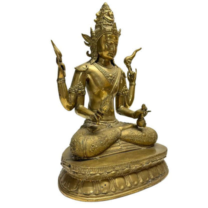 Vuurverguld bronzen Vajrayana bodhisattva uit Nepalese Newar traditie