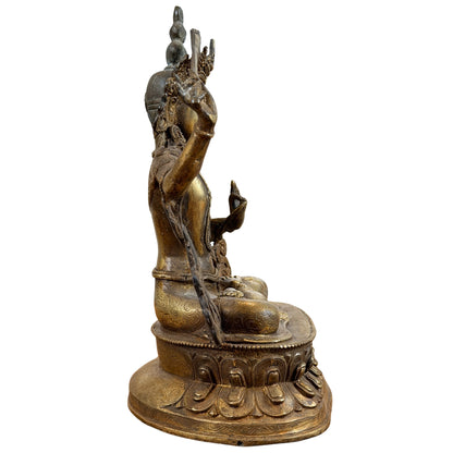 Manjushri in zijaanzicht, met opgeheven zwaardarm en diepe lotusvoet