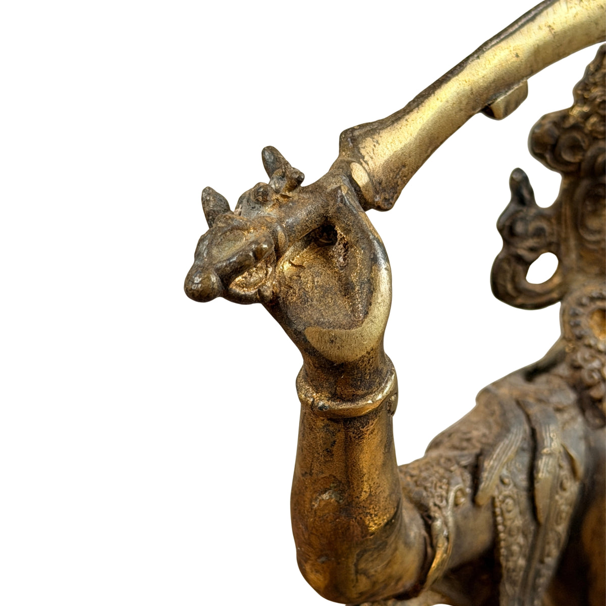 Rechterhand van Manjushri om het gevest van het wijsheidzwaard