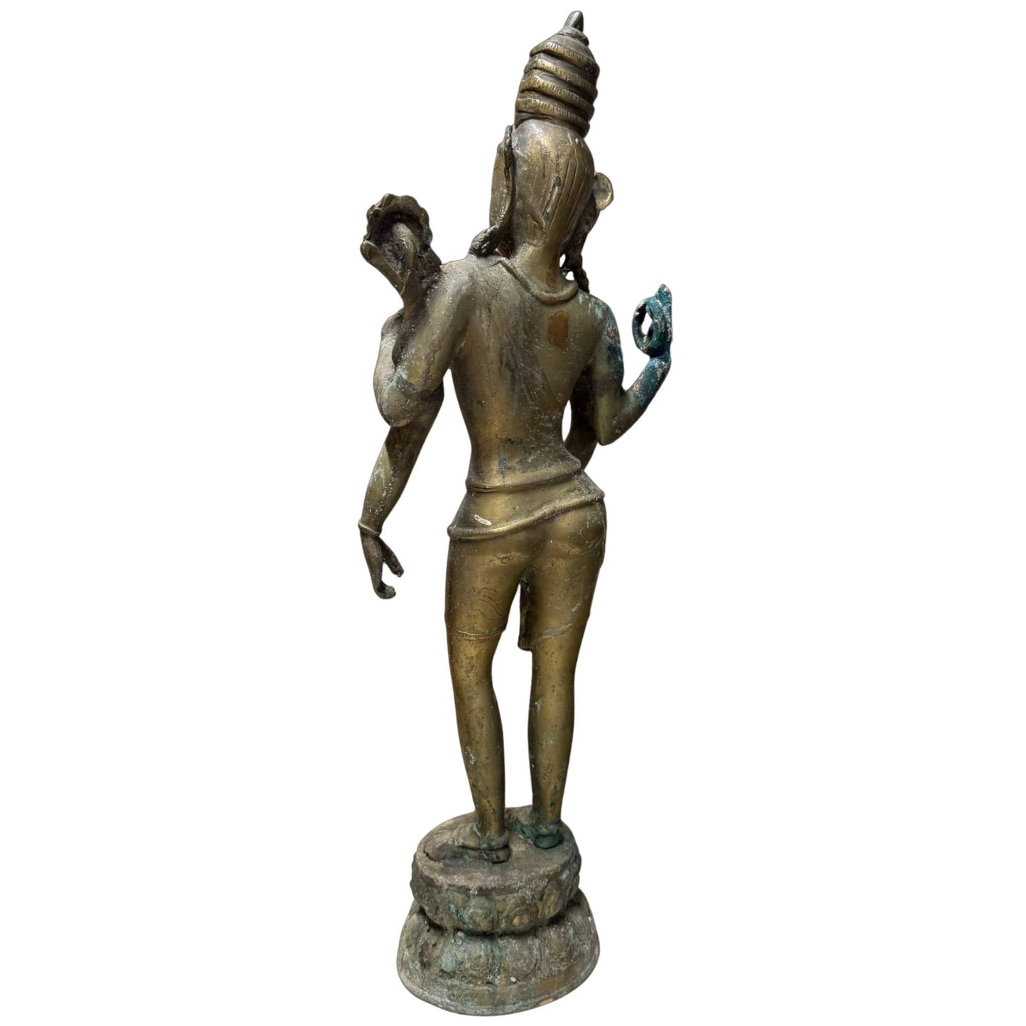 Nepalese vierarmige Avalokiteshvara in brons, 17e eeuw – achterzijde rechts