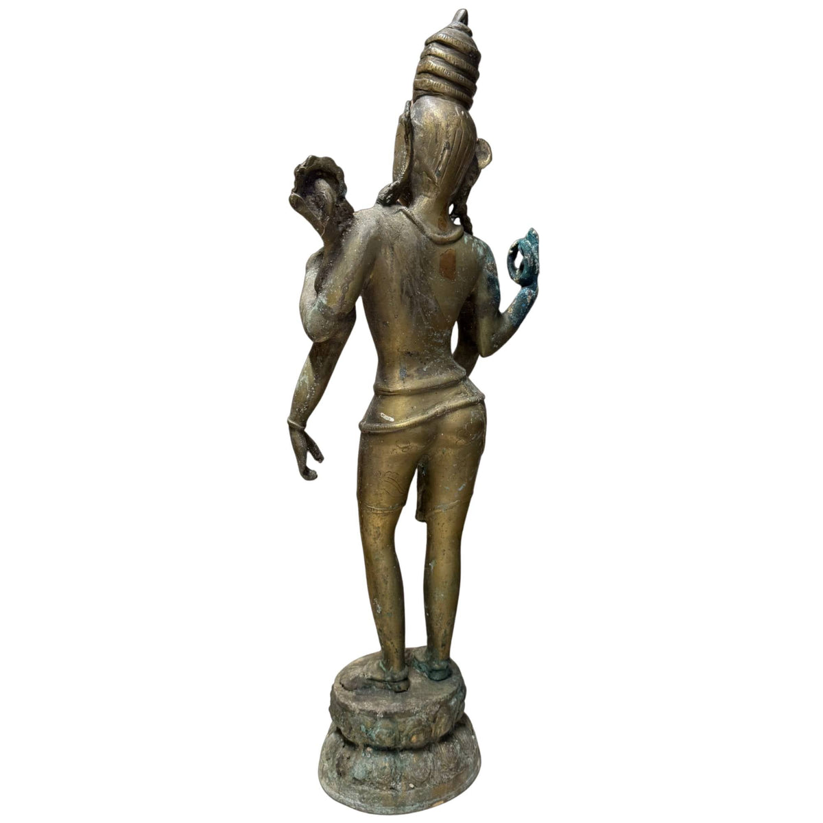 Nepalese vierarmige Avalokiteshvara in brons, 17e eeuw – achterzijde rechts