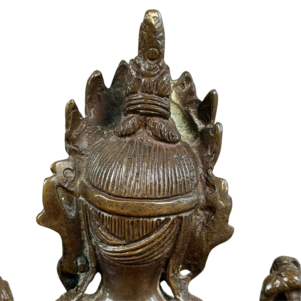 Haarknot en kroon van achteren gezien, detail