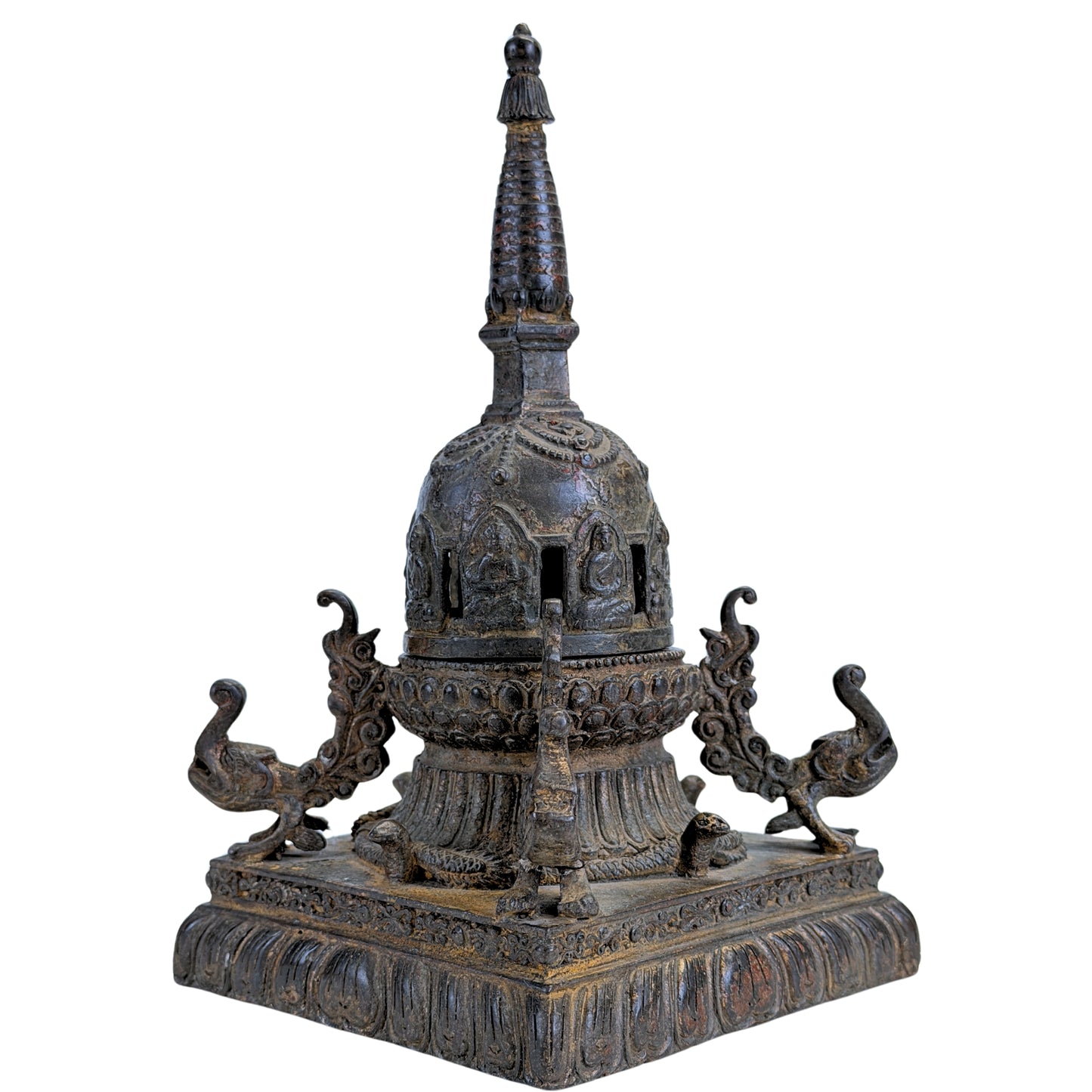 Nepalese chaitya-wierookbrander eind 19e eeuw – zijaanzicht