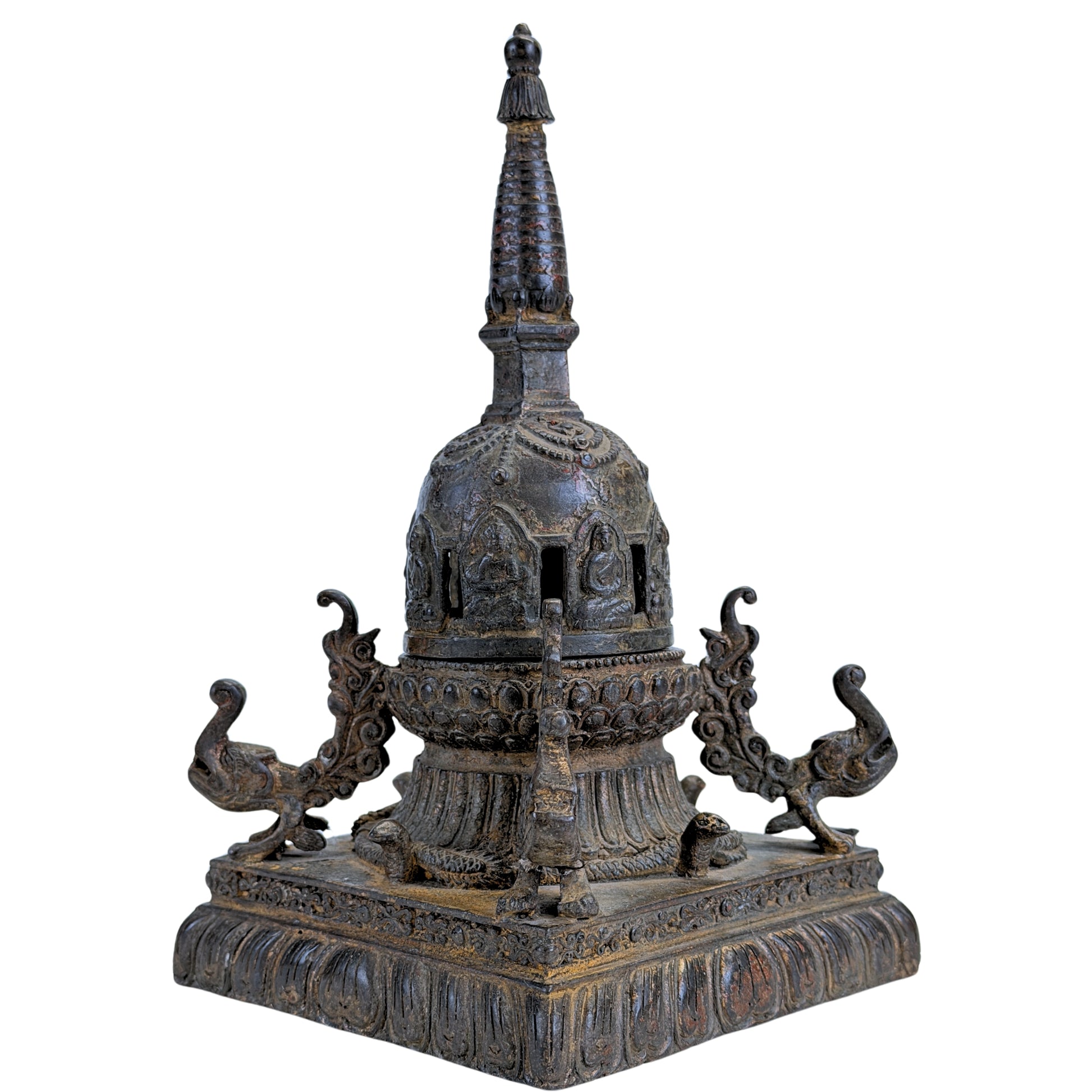 Nepalese chaitya-wierookbrander eind 19e eeuw – zijaanzicht