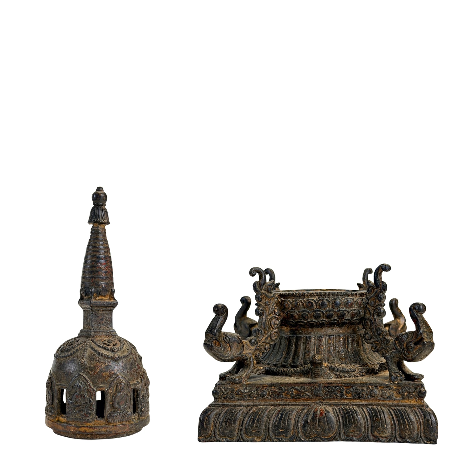 Nepalese stupa-wierookbrander eind 19e eeuw – architecturaal detail