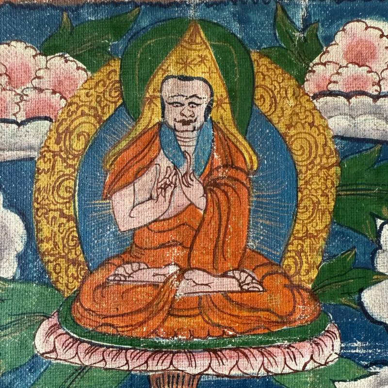 Nepalese devotionele thangka met boeddhistische voorstelling