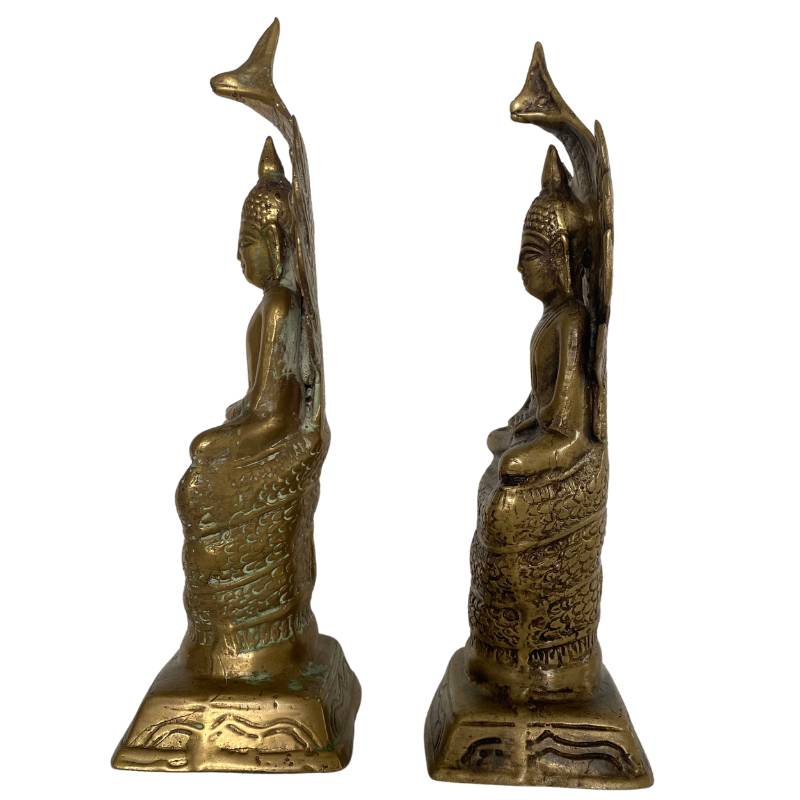Boeddhabeeld naga bescherming messing Zuidoost-Azië