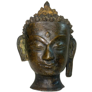 Oud Thais Bronzen Boeddhahoofd (Ayutthaya/U-Thong stijl)