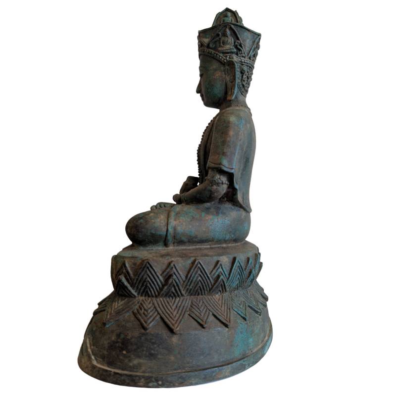 Oud Avalokiteshvara beeld van brons met Khmer-invloed