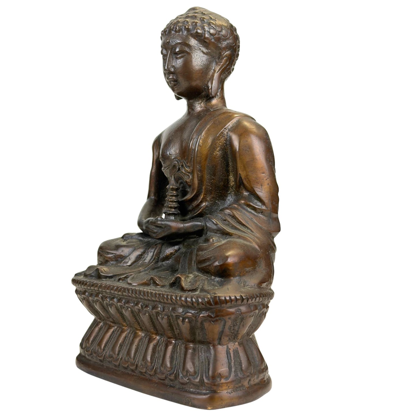 Oude bronzen meditatie Boeddha in Himalaya stijl met krachtige spirituele uitstraling