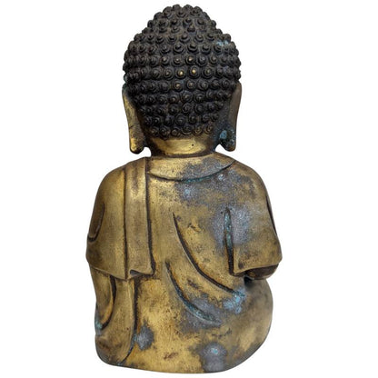 Oude Chinese bronzen Boeddha zittend afgebeeld