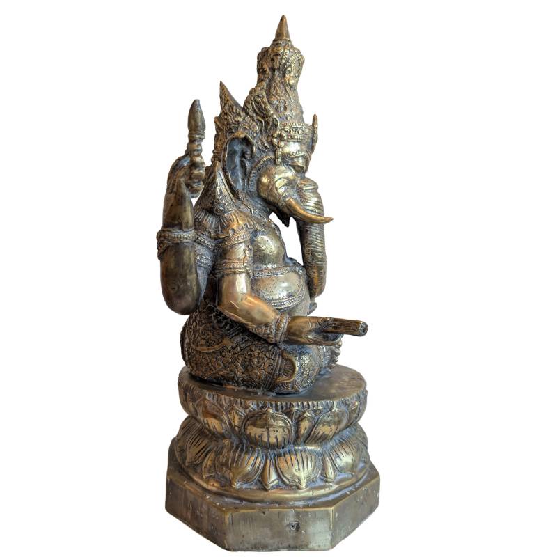 Oud Ganesha-beeld in Khmer-stijl van verguld brons