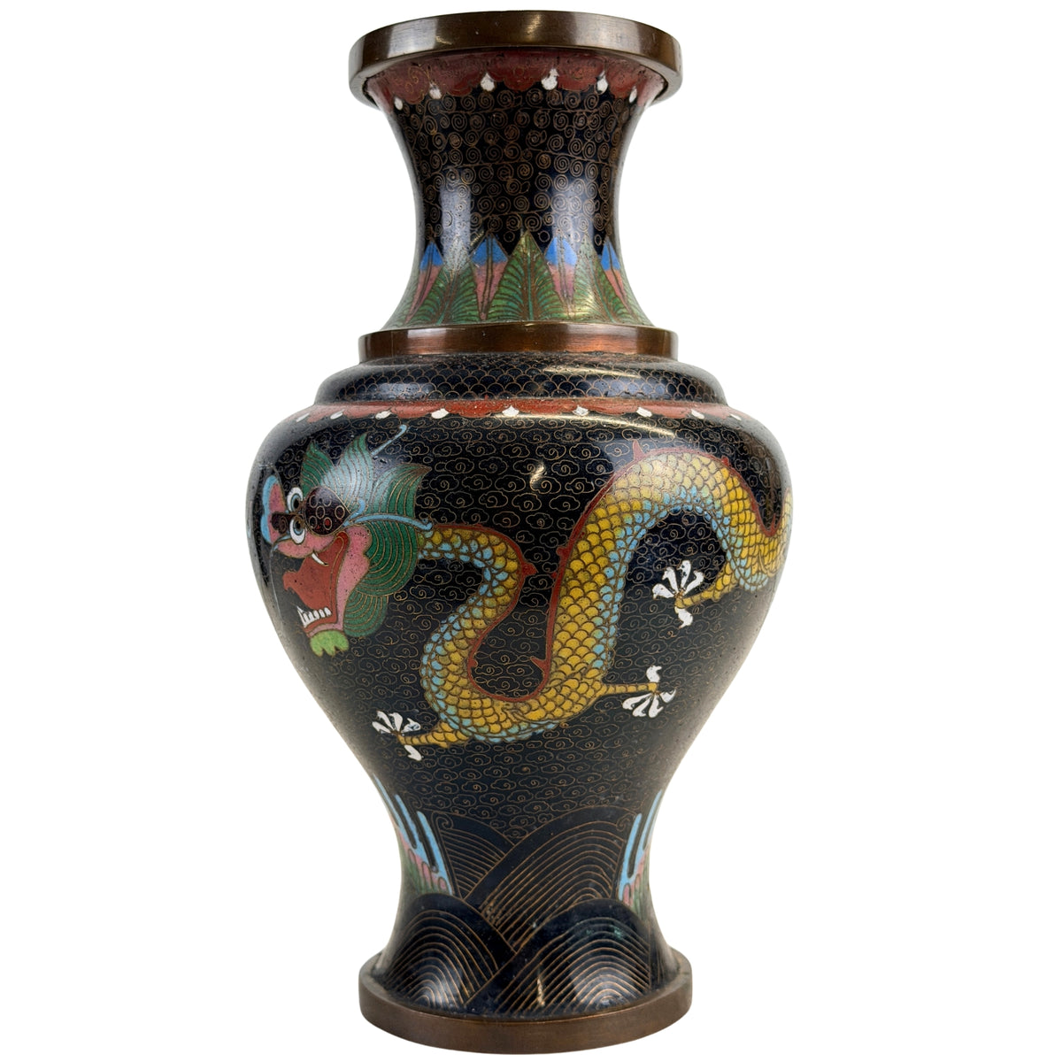 Paar grote Chinese cloisonné vazen – Qing-stijl decor