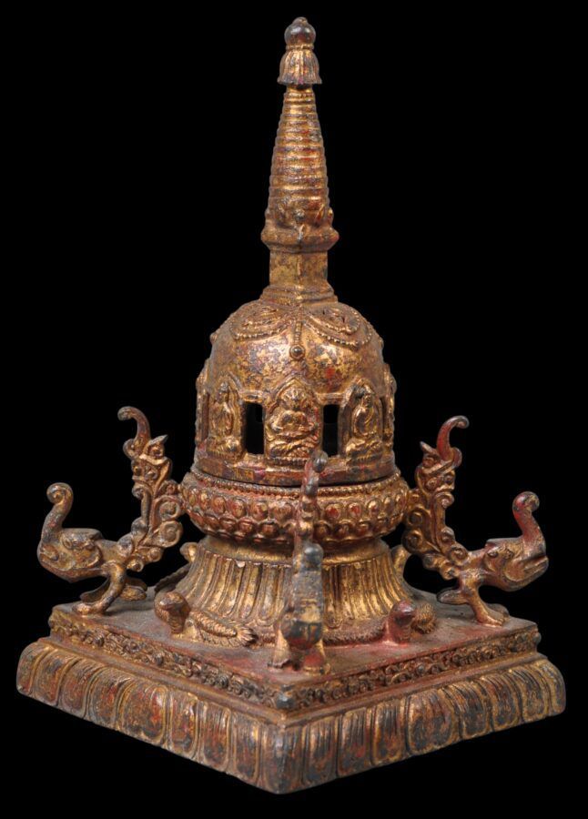Hét Michael Backman Exemplaar: Museale Nepalese Verguld Bronzen Shikarakuta - 17e Eeuw