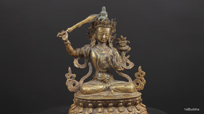 Nepalees Manjushri-beeld met wijsheidzwaard – 22,5 cm