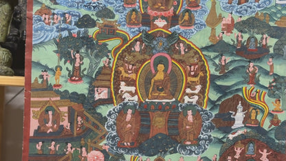 Rituele verhalen en scènes op Nepalese Boeddhistische thangka video