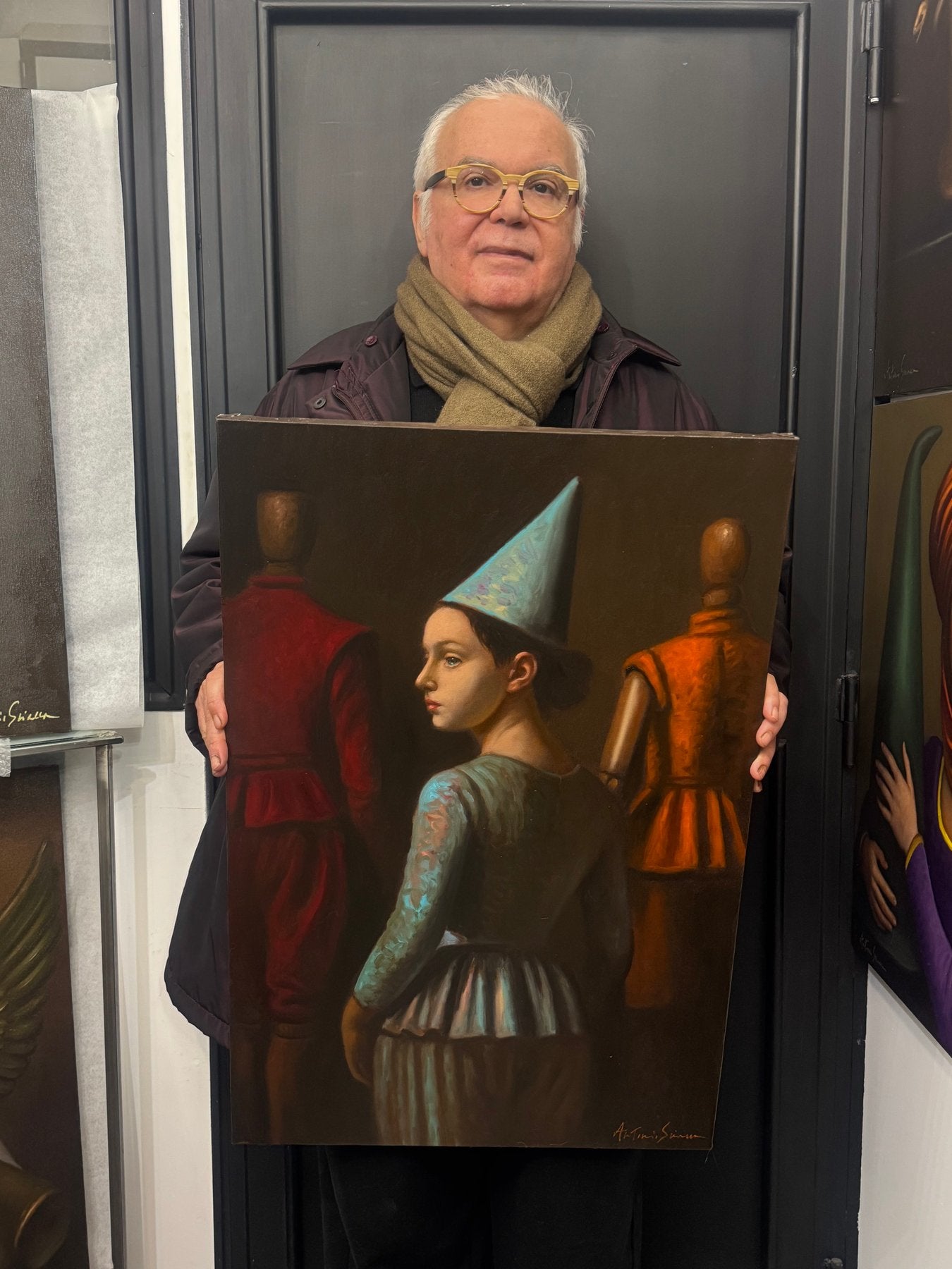 Focus op de zachte kleurvloeiing in de achtergrond van het kunstwerk.