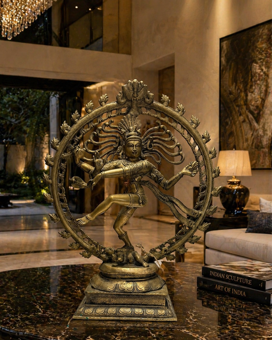 zwaar bronzen shiva nataraja beeld india met natuurlijke patina en oxidatie