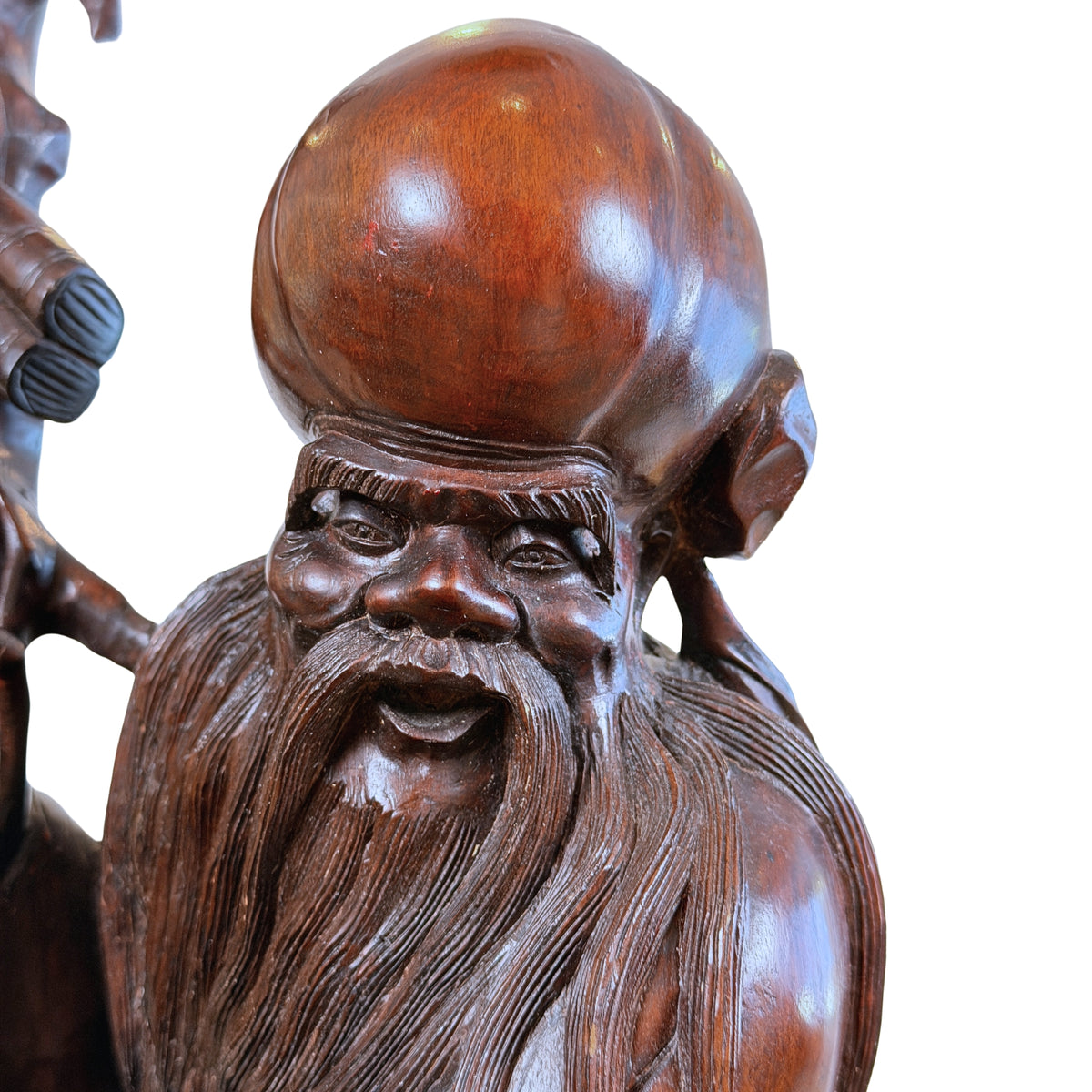 Gezicht van Shou Lao met hoog voorhoofd, frontaal