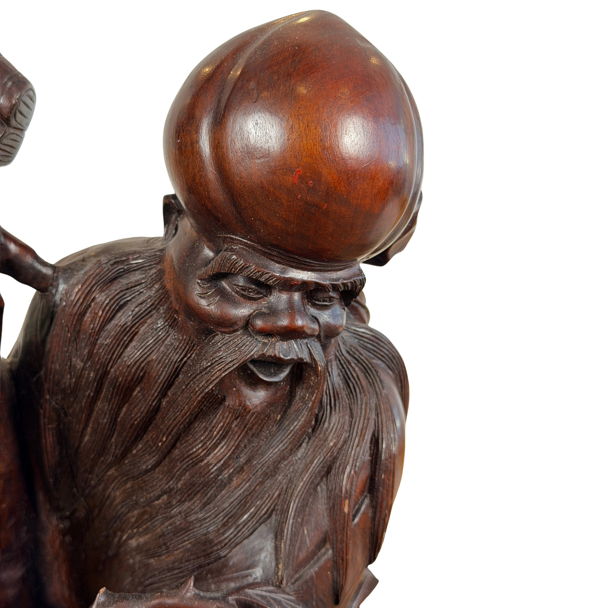 Hoofd van Shou Lao met hoog perzikvormig voorhoofd en lange baard